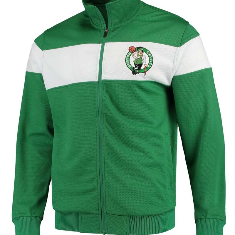Kelly Green/White Boston Celtics Strength Striped Track Jacket