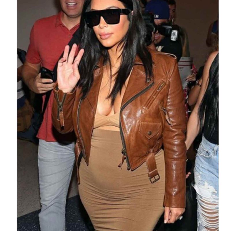 Kim Kardashian Cropped Leather Jacket