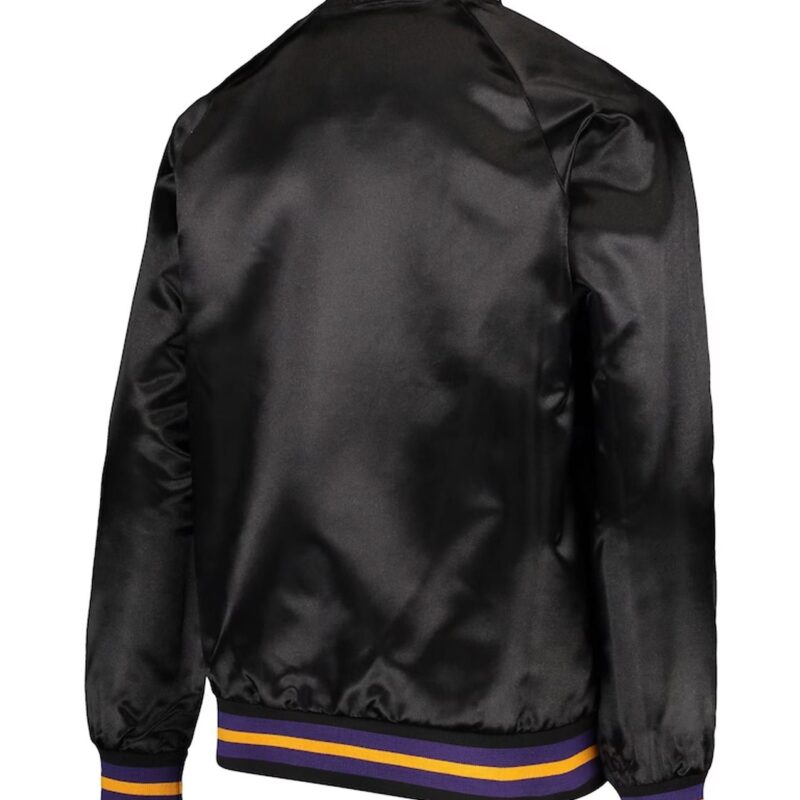 LA Lakers Hardwood Classics Full-Snap Black Satin Jacket