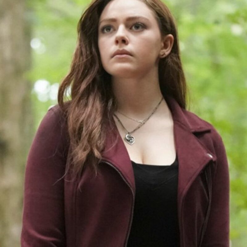 Legacies S01 Danielle Rose Russell Maroon Suede Jacket