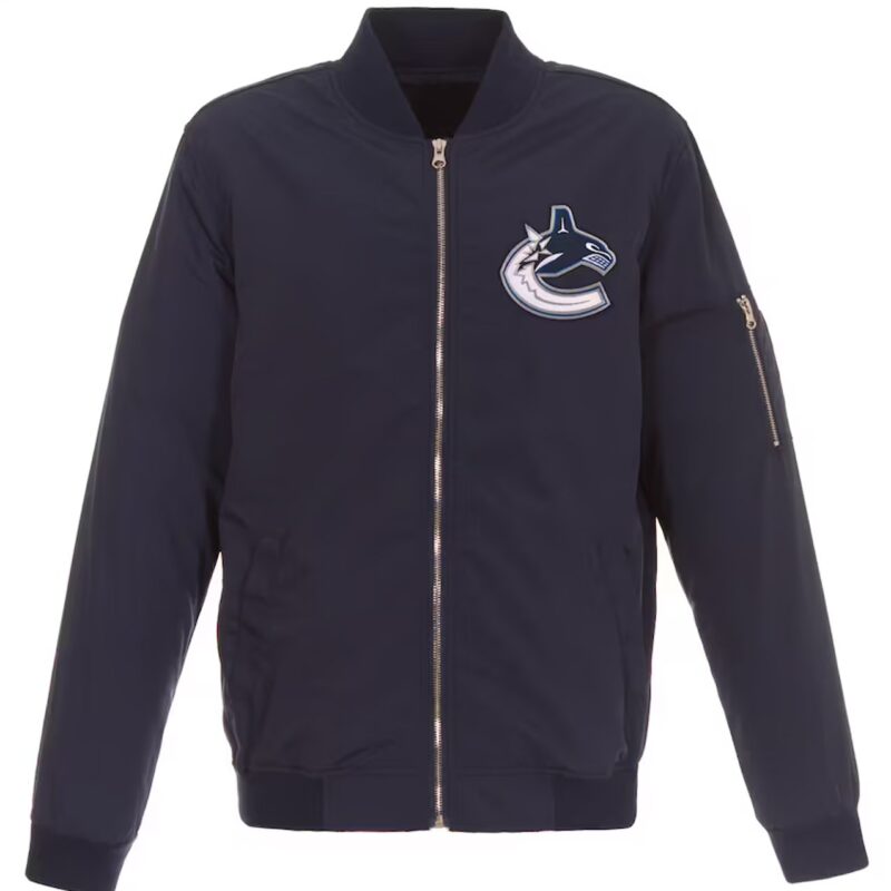 Vancouver Canucks Lightweight Nylon Navy Bomber Full Zip Jacket