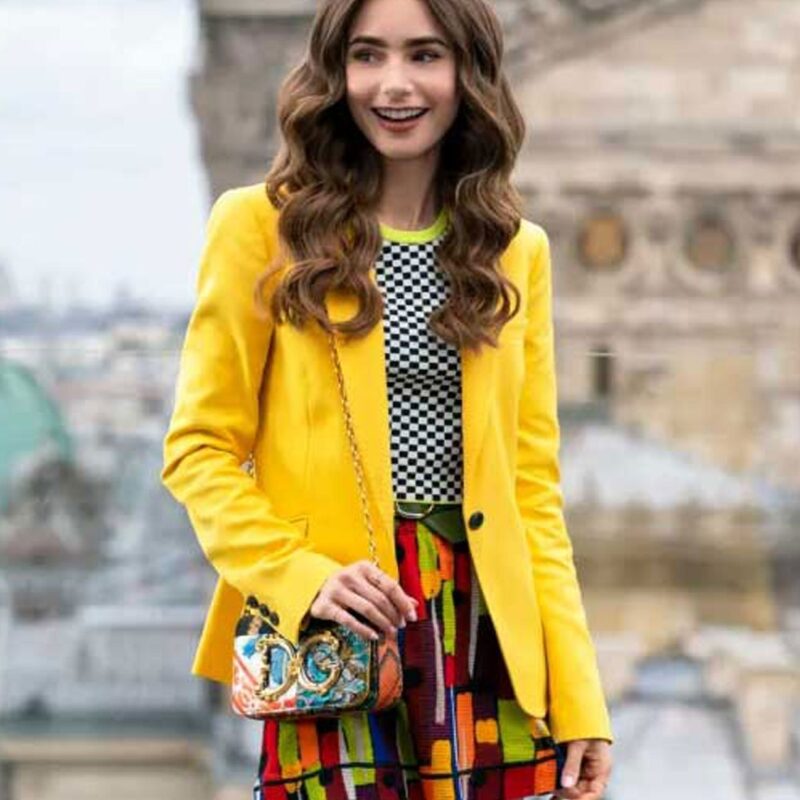 Lily Collins Emily in Paris Season 02 Yellow Blazer