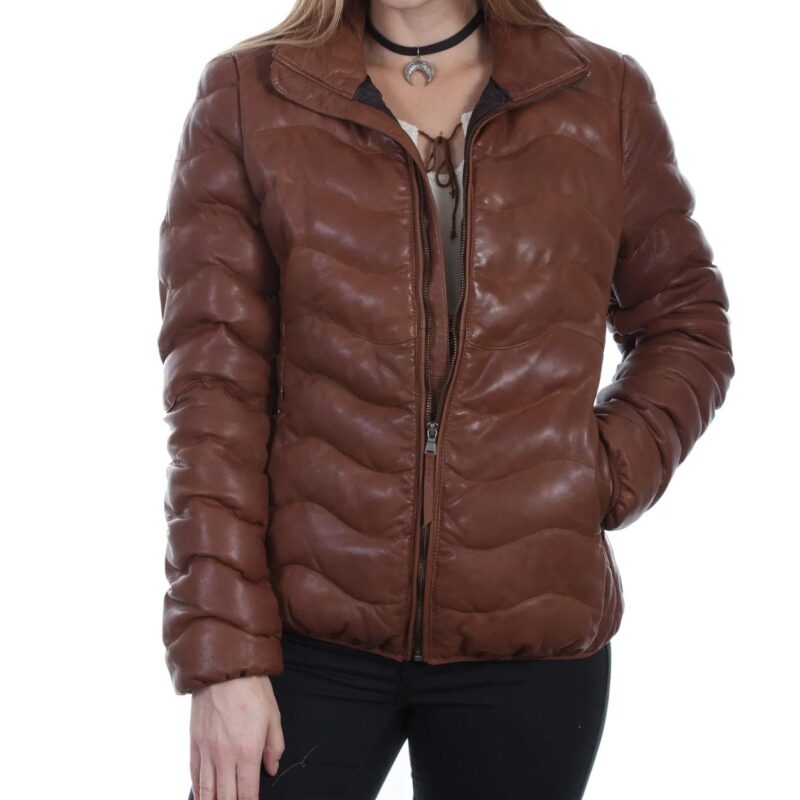 Roswell New Mexico Jeanine Mason Brown Puffer Leather Jacket