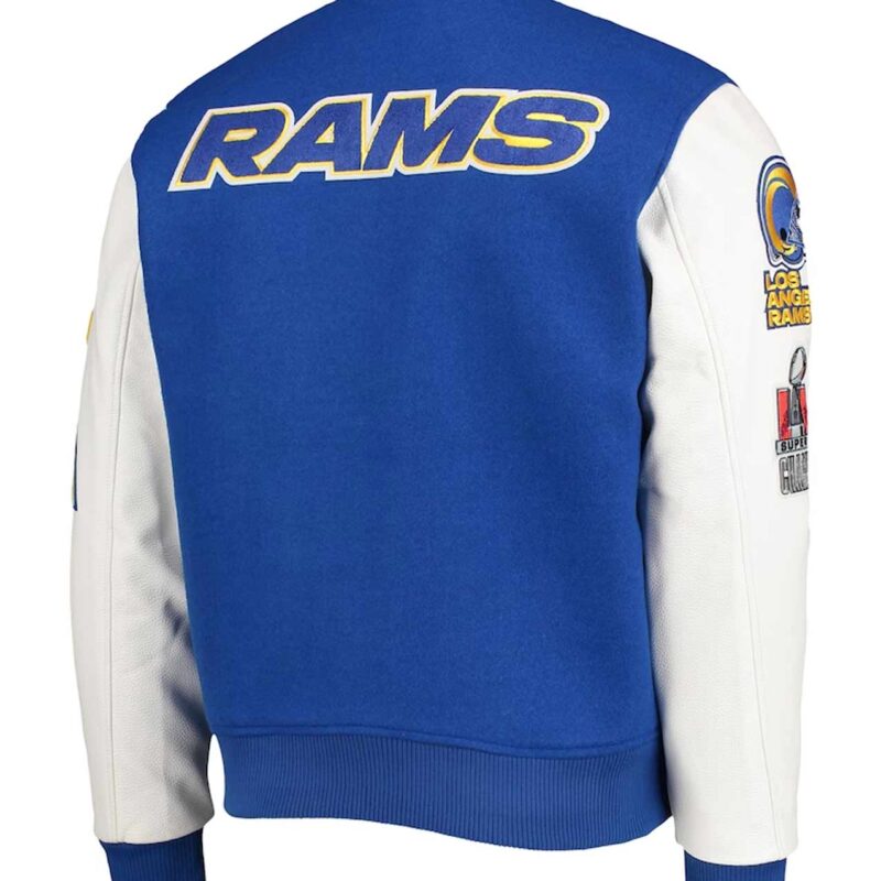 Logo LA Rams Royal and White Varsity Jacket