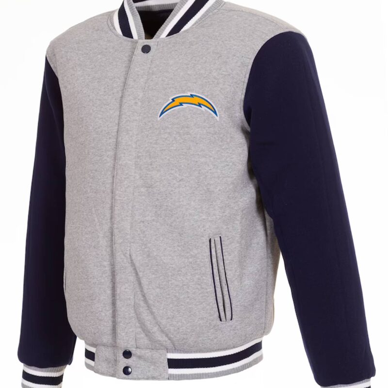 Los Angeles Chargers Gray and Navy Varsity Wool Jacket