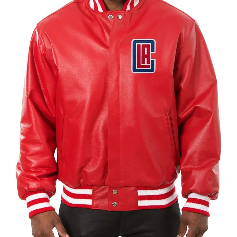 Los Angeles Clippers Varsity Red Leather Jacket