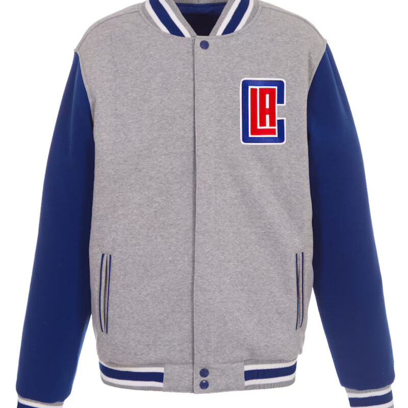 LA Clippers Gray and Royal Varsity Wool Jacket