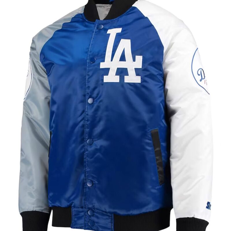 Tri-Color LA Dodgers Varsity Royal/Gray Satin Jacket