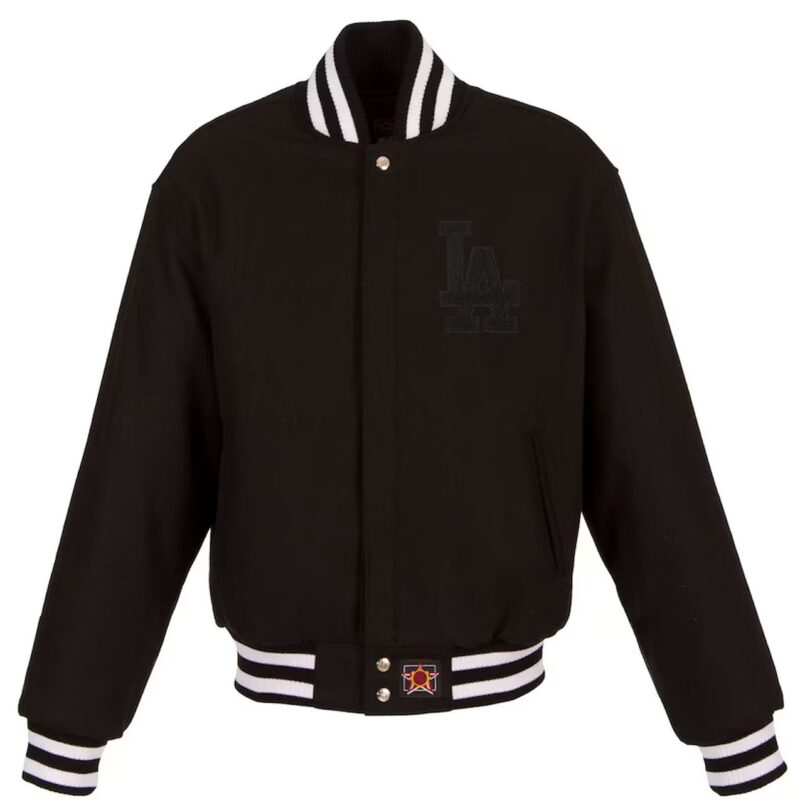 LA Dodgers Black All Wool Varsity Jacket