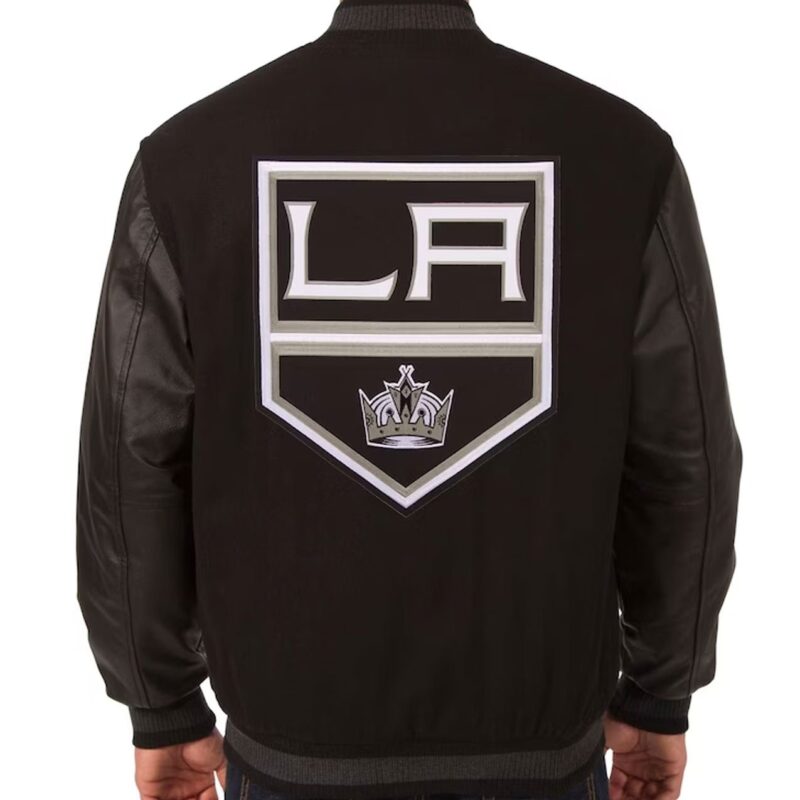 Los Angeles Kings Two Hit Wool & Leather Black Varsity Jacket