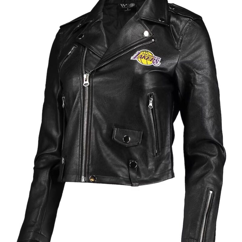 LA Lakers Black Moto Leather Jacket
