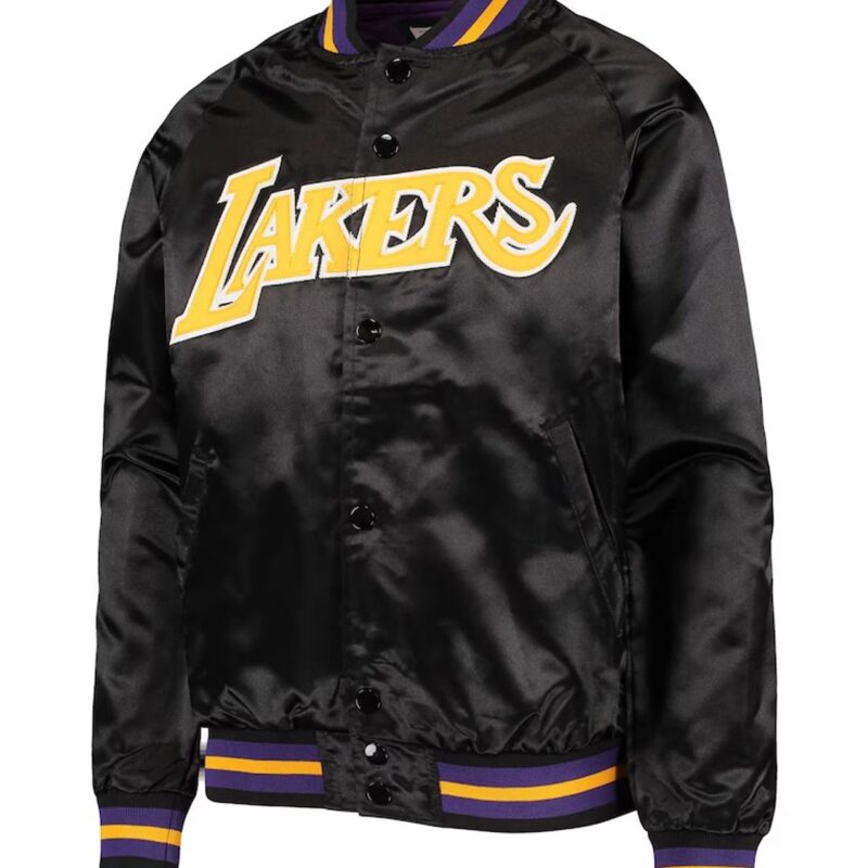 LA Lakers Hardwood Classics Full-Snap Black Satin Jacket