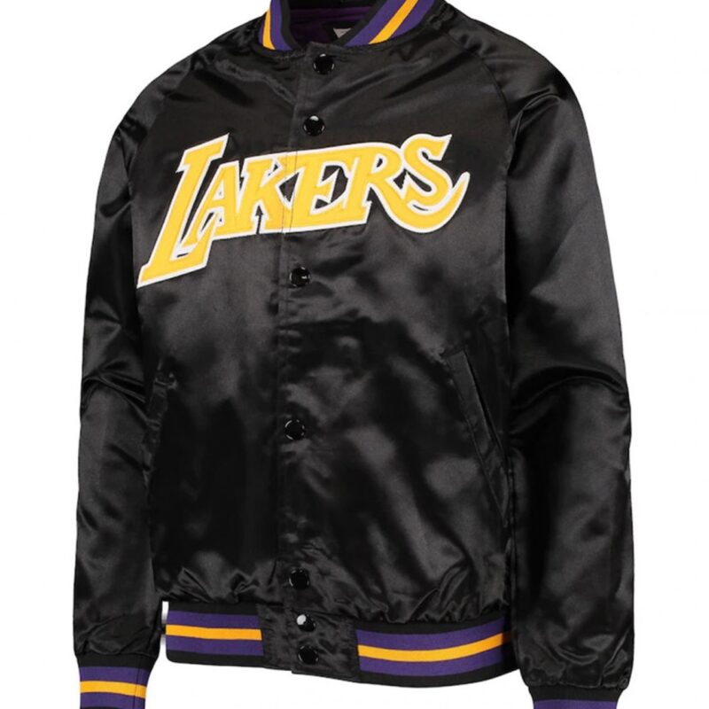 LA Lakers Lightweight Black Satin Jacket
