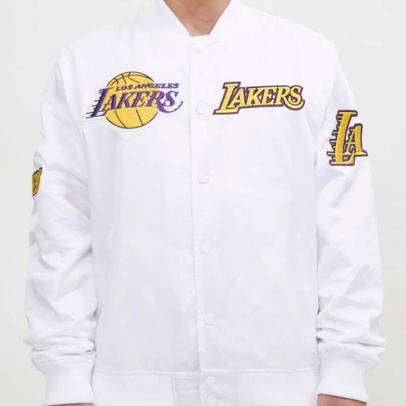 LA Lakers White Satin Jacket