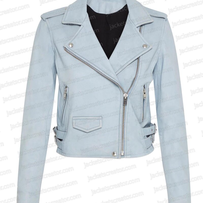 Maggie Nichole Sakura Light Blue Leather Jacket