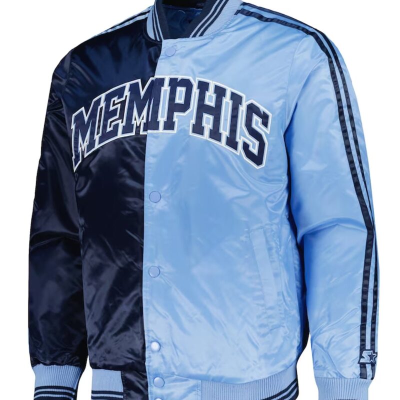Navy/Light Blue Memphis Grizzlies Fast Break Satin Jacket