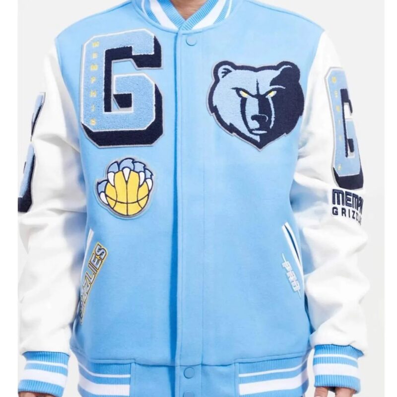 Memphis Grizzlies Blue and White Varsity Jacket