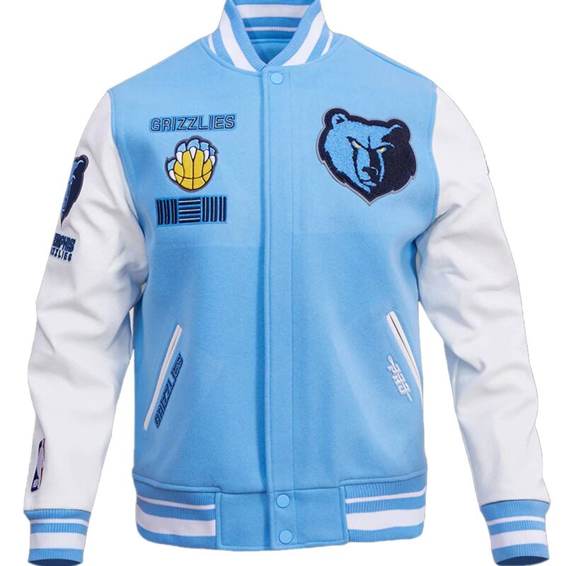 Memphis Grizzlies Blue and White Varsity Jacket