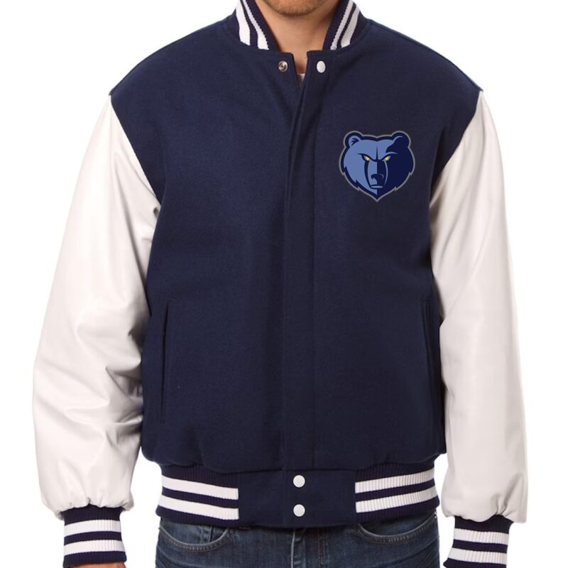 Memphis Grizzlies Navy and White Varsity Jacket