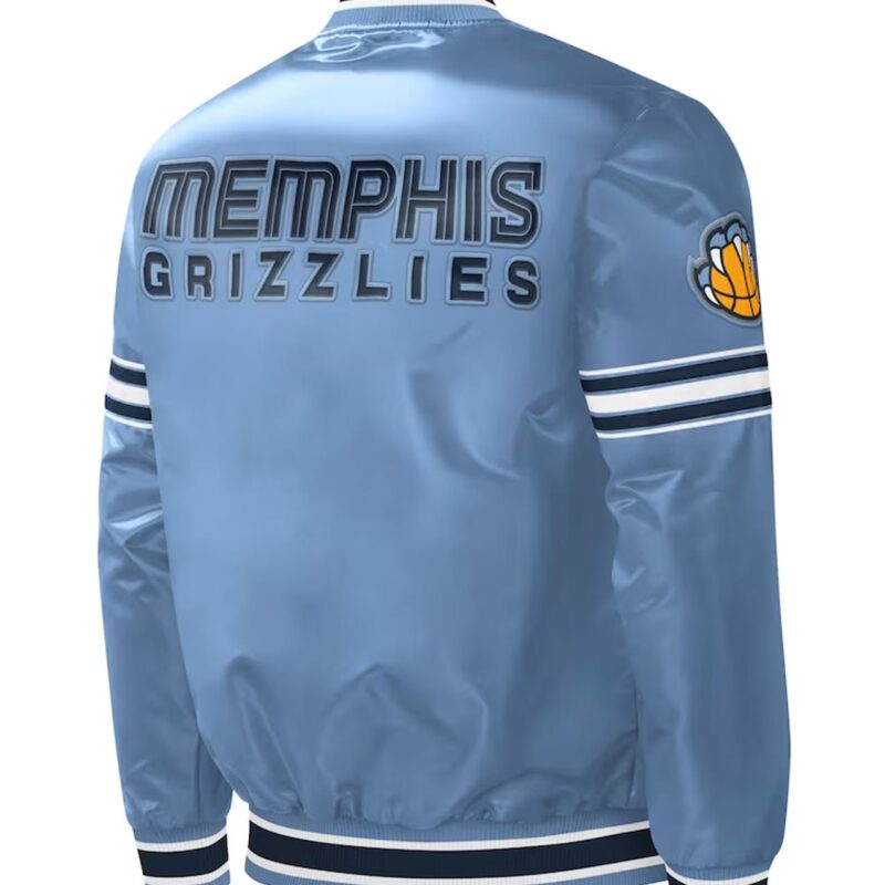 Memphis Grizzlies Slider Light Blue Varsity Satin Jacket