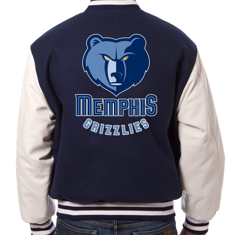 Memphis Grizzlies Navy and White Varsity Jacket