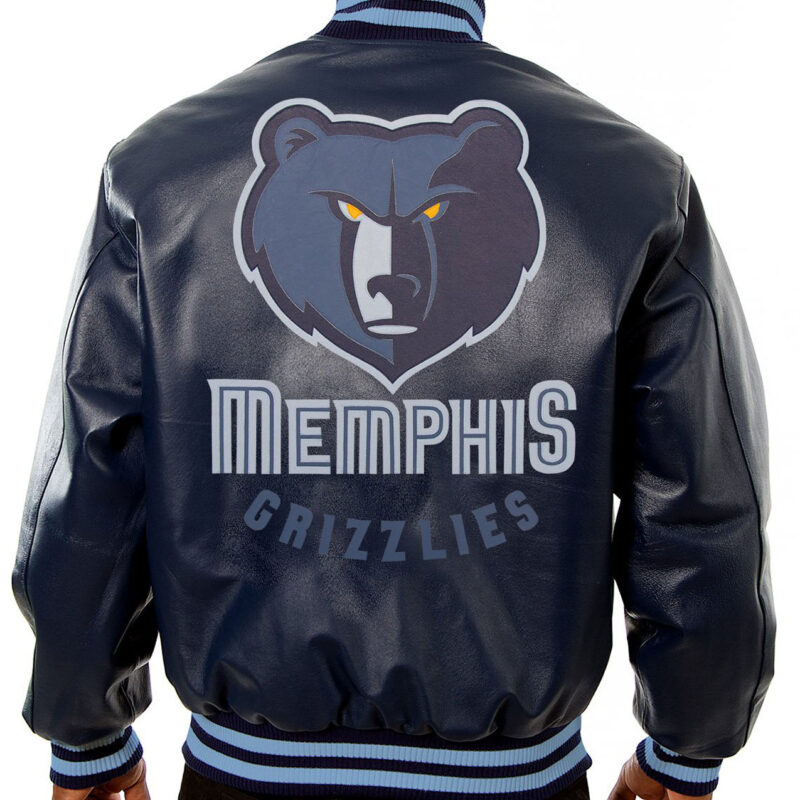 Memphis Grizzlies Varsity Navy Blue Leather Jacket