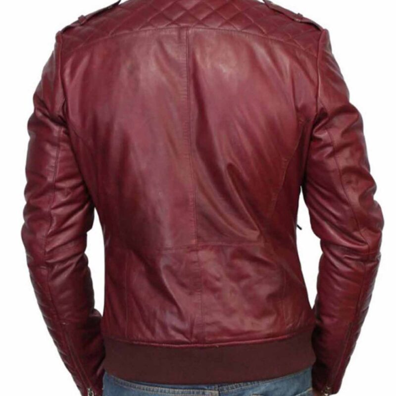 Men’s Bomber Style Casual Burgundy Leather Jacket