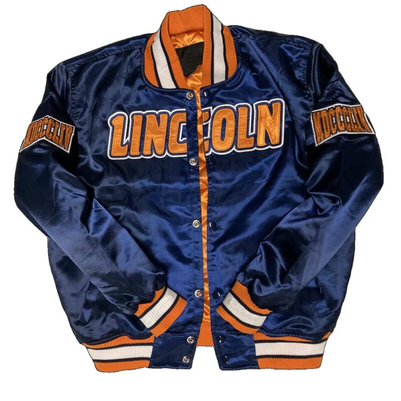 Men’s Embroidered Lincoln University Blue Satin Jacket