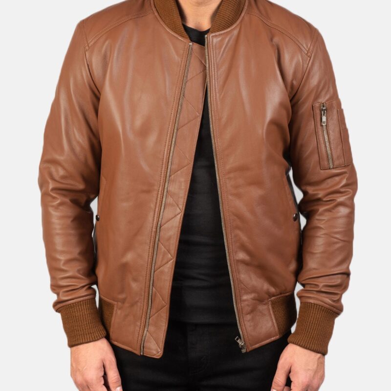 Men’s Bomber MA-1 Brown Leather Jacket