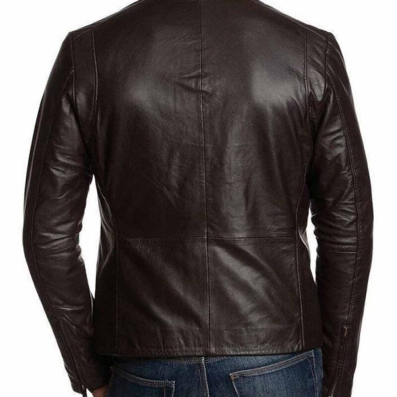 Men’s Casual Simple Look Dark Brown Leather Jacket