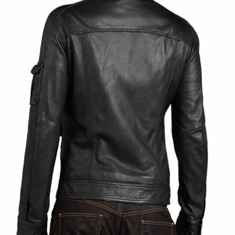 Men’s Slim Fit Multi Pocket Design New Style Black Leather Jacket
