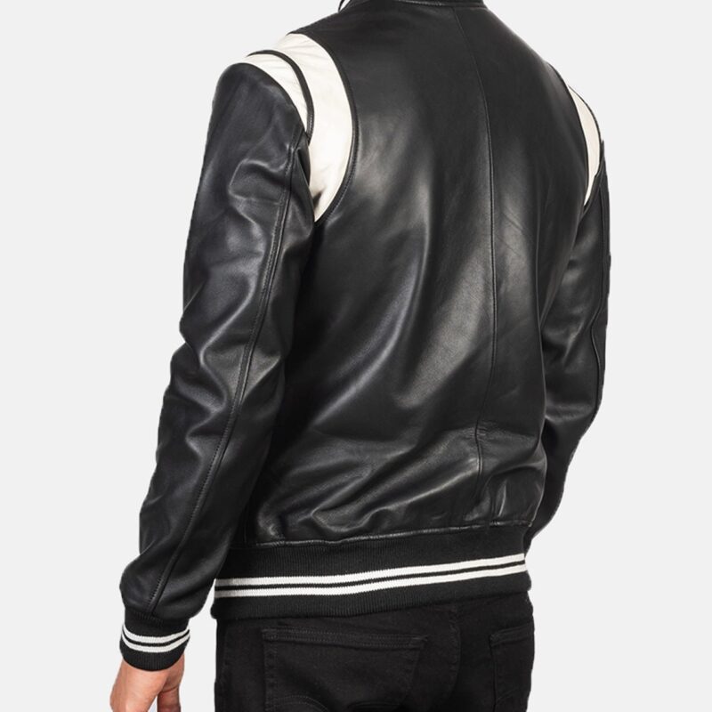 Men’s Varsity Teddy Black Leather Jacket