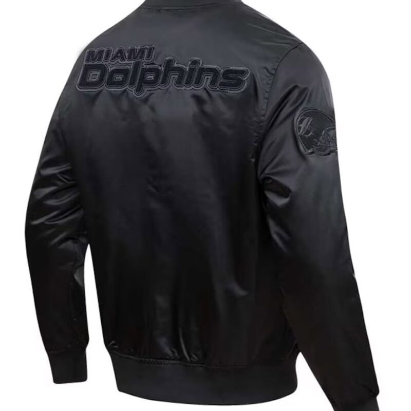 Miami Dolphins Triple Black Satin Jacket