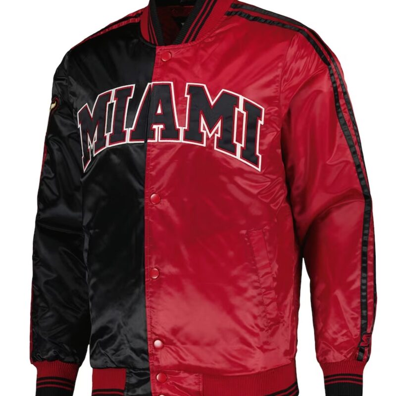 Black/Red Miami Heat Fast Break Satin Jacket