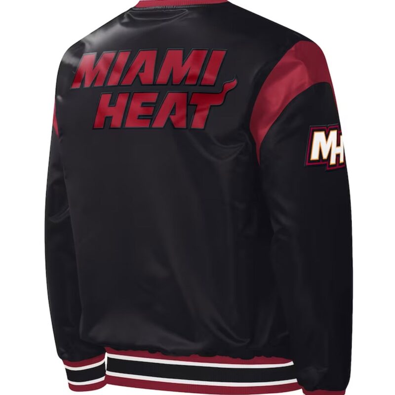 Miami Heat Force Play Black Varsity Satin Jacket