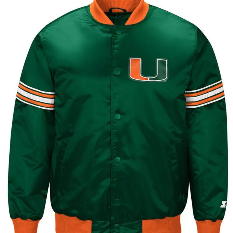 Miami Hurricanes Draft Pick Varsity Green Satin Jacket