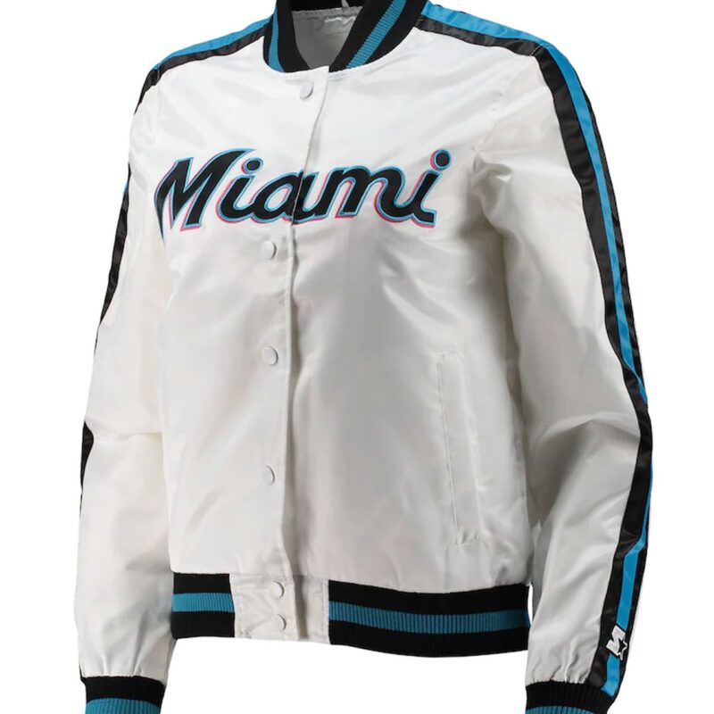 Hometown Miami Marlins White Satin Jacket