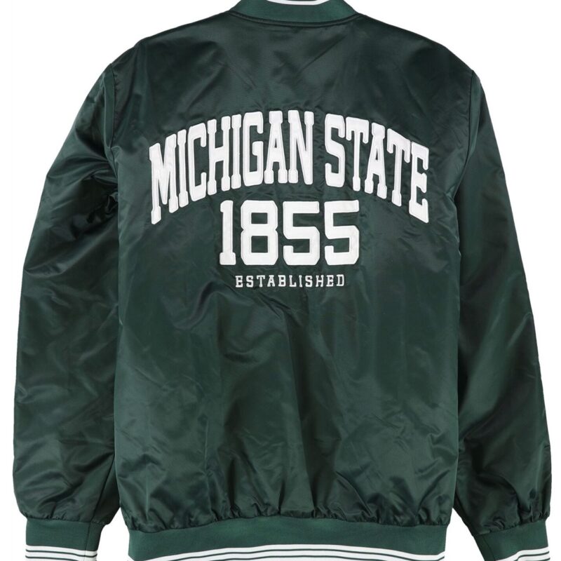 Michigan State Spartans Striped Green Satin Jacket