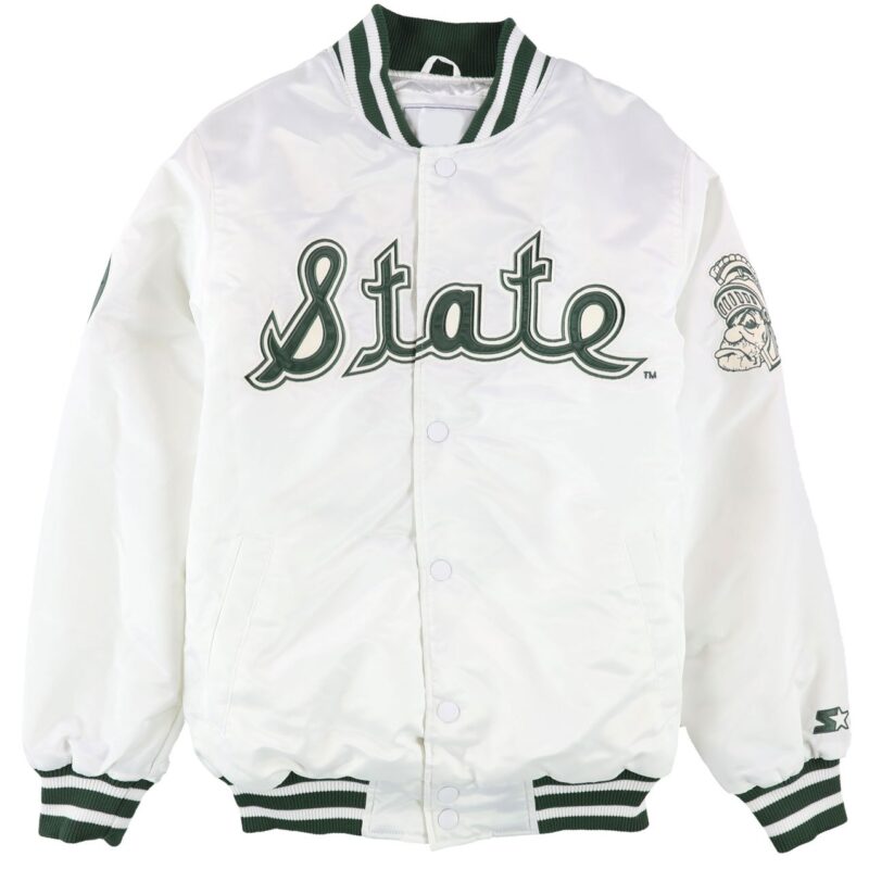 Michigan State Spartans White Varsity Satin Jacket
