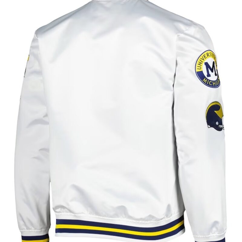 Michigan Wolverines City Collection White Varsity Satin Jacket