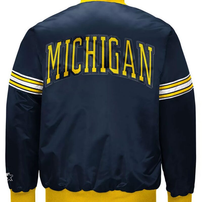 Michigan Wolverines Draft Pick Navy Varsity Satin Jacket
