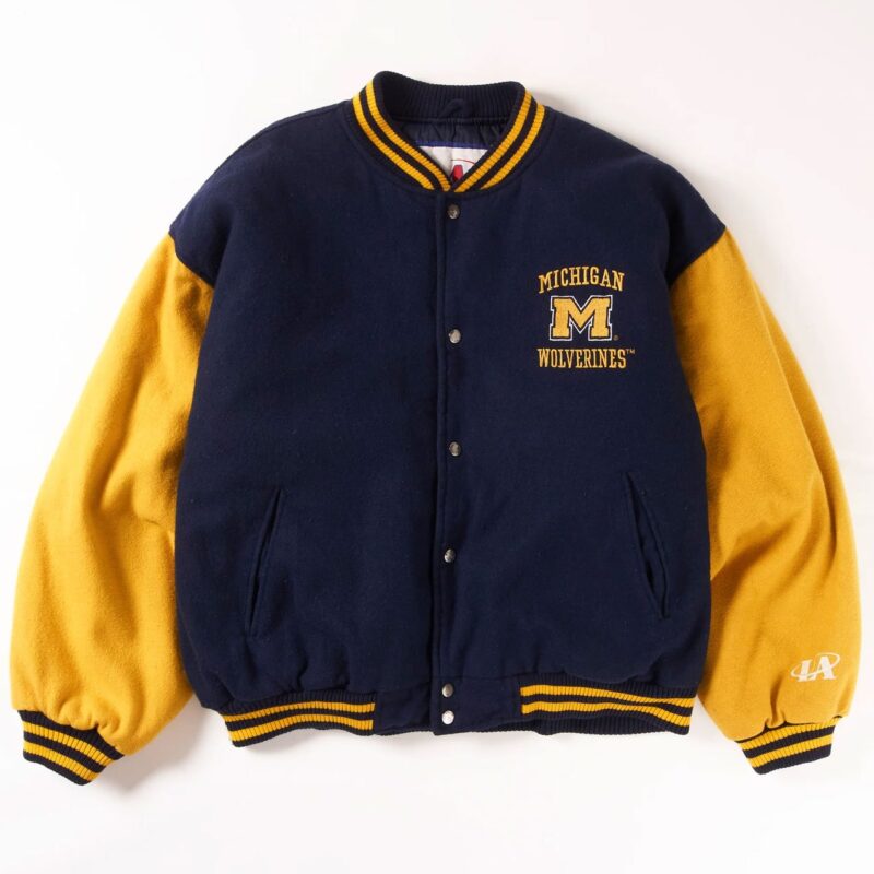 Michigan Wolverines Navy and Yellow Varsity Wool Jacket
