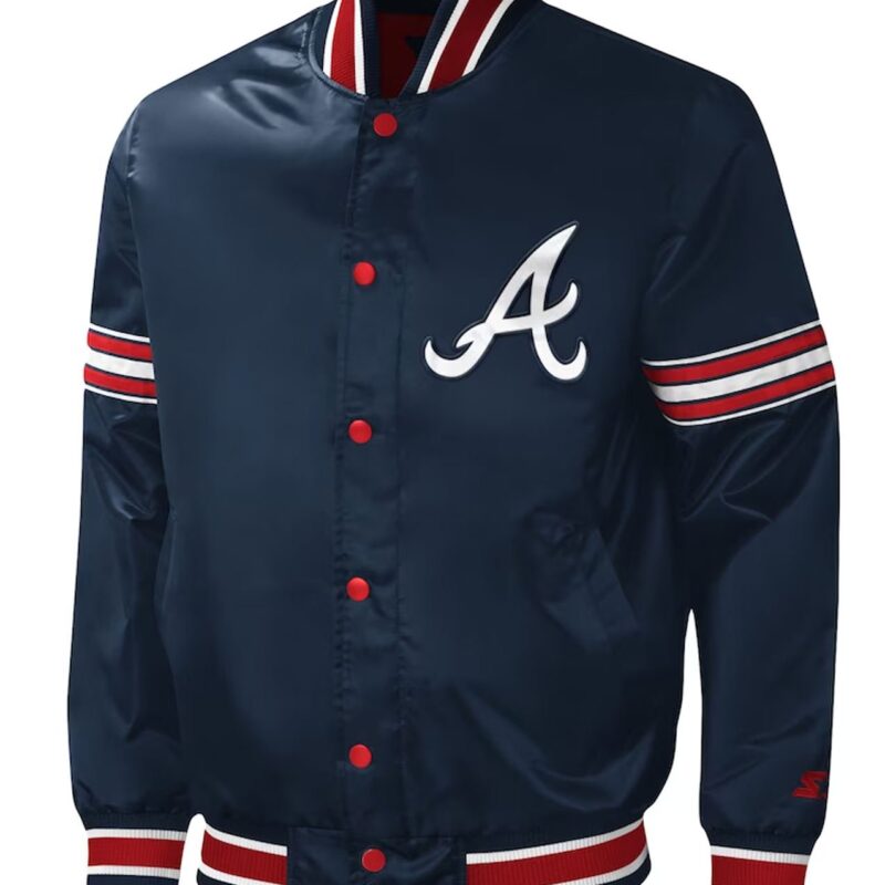 Atlanta Braves Midfield Navy Varsity Satin Jacket