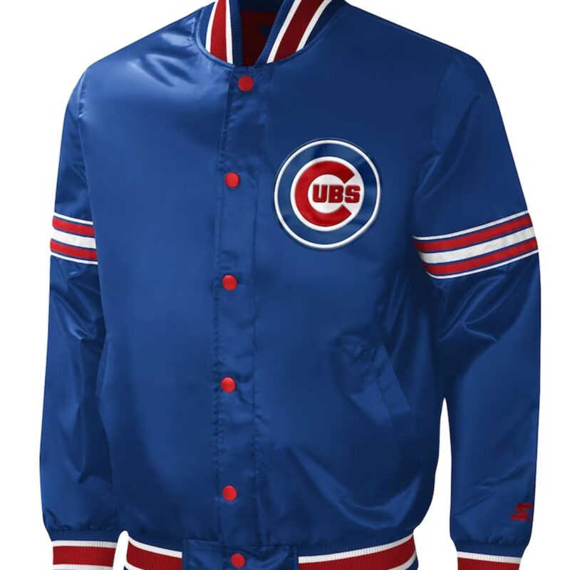 Chicago Cubs Midfield Royal Varsity Satin Jacket