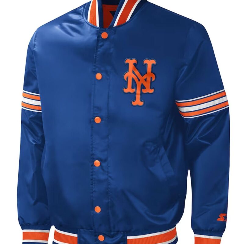 New York Mets Midfield Royal Varsity Satin Jacket