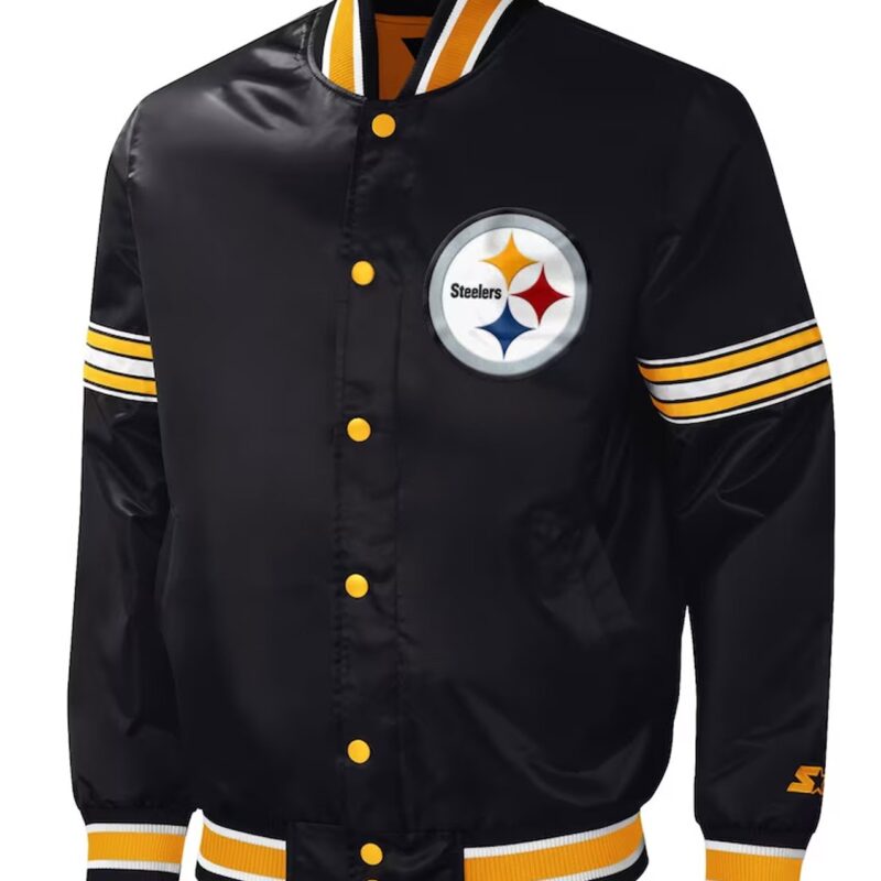 Pittsburgh Steelers Midfield Black Varsity Satin Jacket