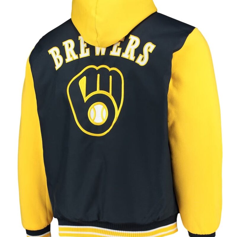 Milwaukee Brewers Navy and Gold Hoodie Jacket