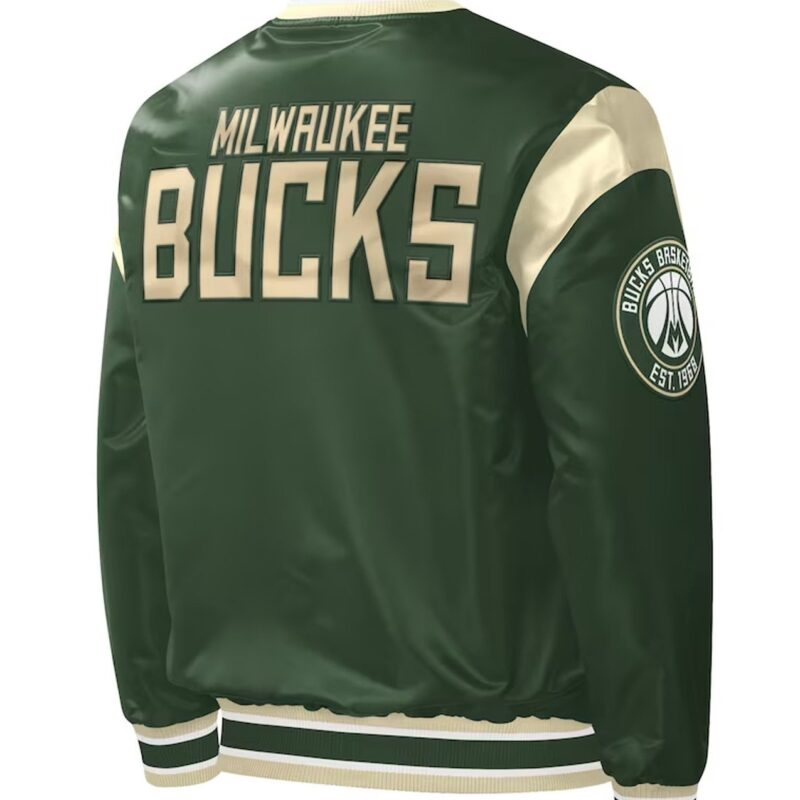 Milwaukee Bucks Force Play Hunter Green Varsity Satin Jacket