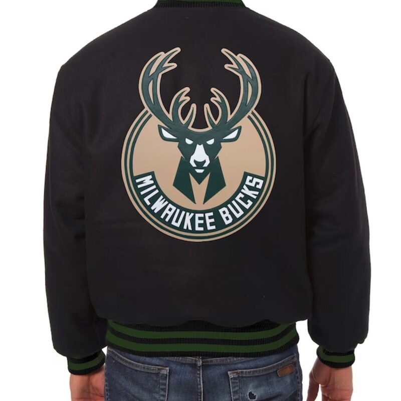 Milwaukee Bucks Varsity Black Wool Jacket