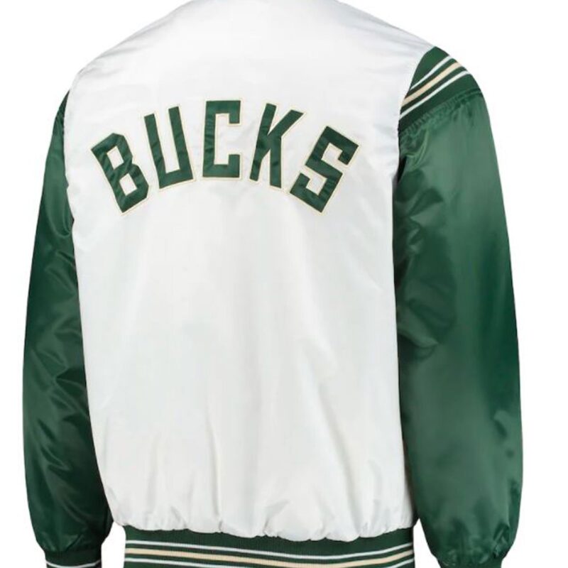 Milwaukee Bucks White and Green Starter Jacket